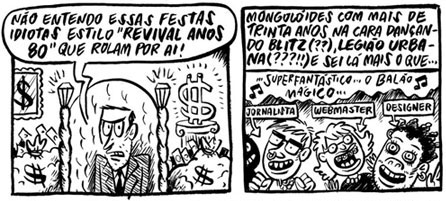 Trecho de tirinha de quadrinhos mostrando idiotas saudosistas