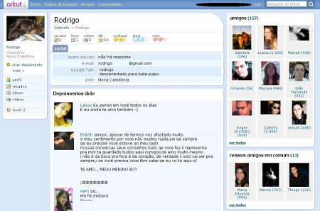 O novo visual do Orkut.