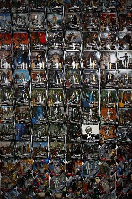 Um pedaço da coleção de bonecos de Star Wars