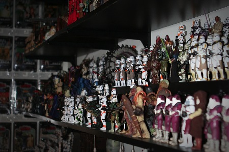 Um pedaço da coleção de bonecos de Star Wars