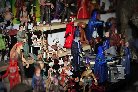 Um pedaço da coleção de bonecos de Star Wars