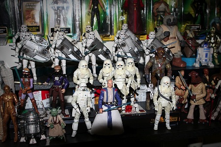 Um pedaço da coleção de bonecos de Star Wars