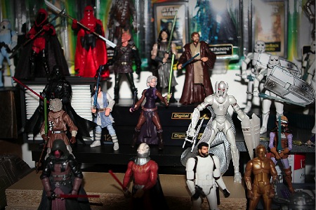 Um pedaço da coleção de bonecos de Star Wars