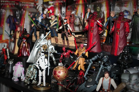 Um pedaço da coleção de bonecos de Star Wars