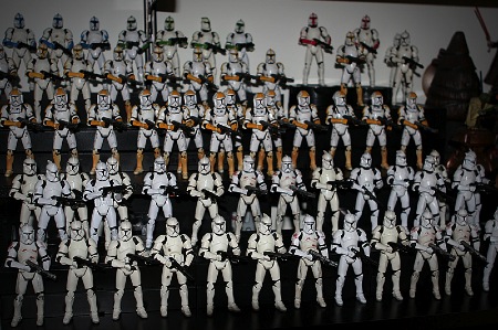 Um pedaço da coleção de bonecos de Star Wars