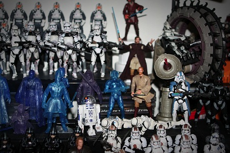 Um pedaço da coleção de bonecos de Star Wars