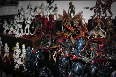 Um pedaço da coleção de bonecos de Star Wars