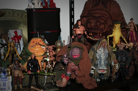 Um pedaço da coleção de bonecos de Star Wars