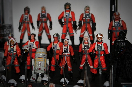 Um pedaço da coleção de bonecos de Star Wars