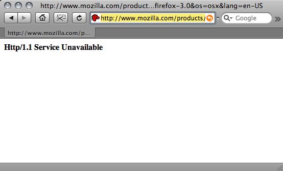 Mensagem de erro de site fora do ar no momento